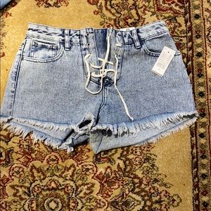 tie up jean shorts